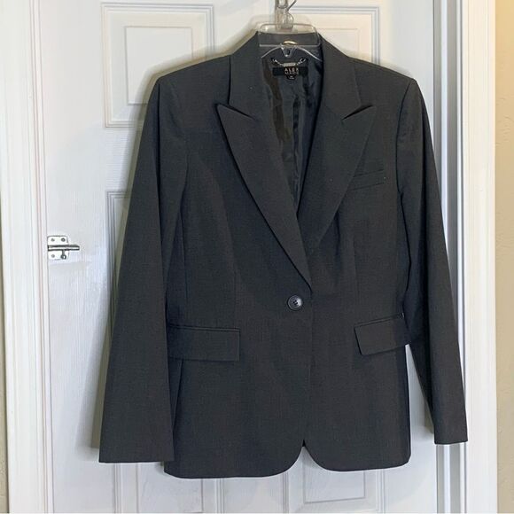 Alex Marie Women's Gray One Button Long Sleeve Blazer Size 14 - Picture 7 of 7